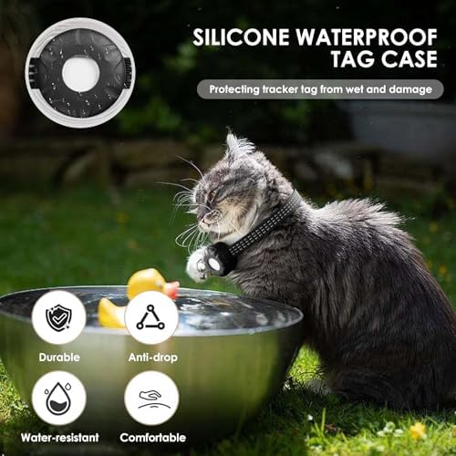 Cat GPS Tracker, Waterproof Pet Tracker for Cats, Cat GPS Tracker Collar with Safety Elastic Buckle, Works with Any Collar,Compatible with Apple Find My App (Only iOS), No Monthly Fee, White