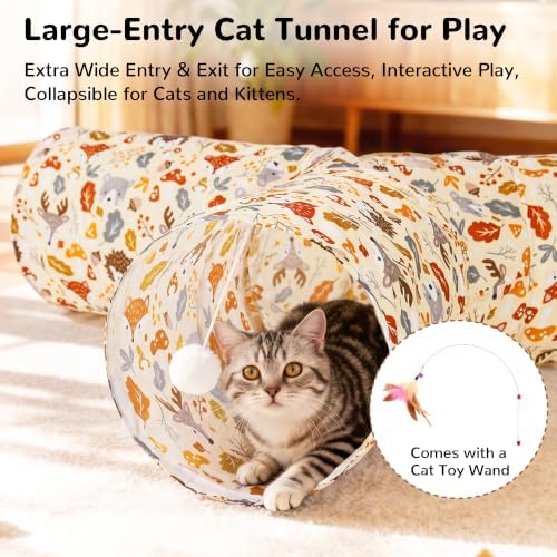 Tempcore Cat Tunnel, 3-Way Collapsible Toy, Large Size Beige Deer