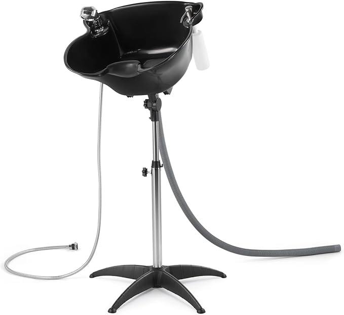 Artist hand Shampoo Bowl Portable Salon Sink with Adjustable Height and Drain; Sprinkler with Switch Hair Washing Basin Salon Chair Barber Deep Bowl