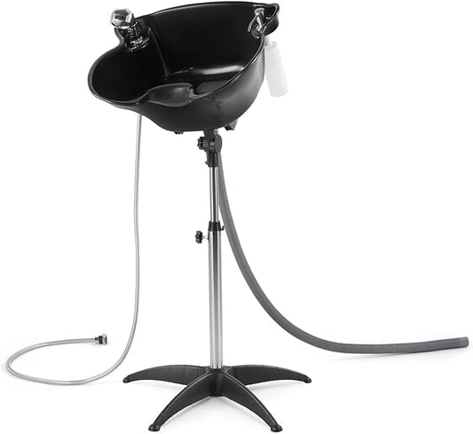 Artist hand Shampoo Bowl Portable Salon Sink with Adjustable Height and Drain; Sprinkler with Switch Hair Washing Basin Salon Chair Barber Deep Bowl