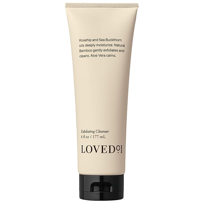 Loved01 Face & Body Exfoliating Cleanser, John Legend Skincare, Hydrating Exfoliant with Aloe, Improves Skin Texture & Tone, with Mandelic Acid & Bamboo Powder for Gentle Combined Exfoliation, 6 oz