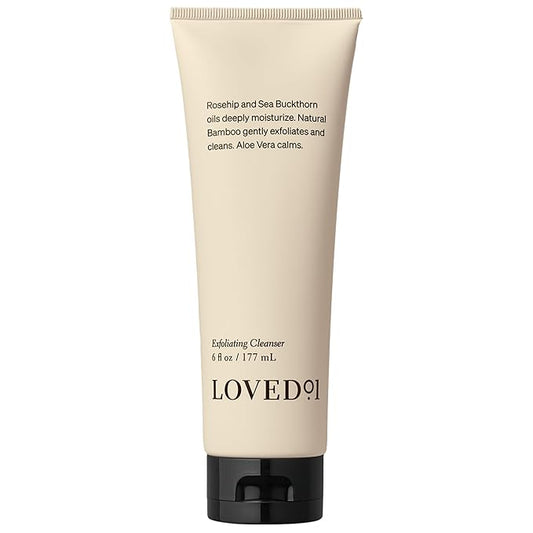 Loved01 Face & Body Exfoliating Cleanser, John Legend Skincare, Hydrating Exfoliant with Aloe, Improves Skin Texture & Tone, with Mandelic Acid & Bamboo Powder for Gentle Combined Exfoliation, 6 oz