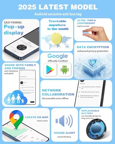 Air Tags for Android,Air Tags-4 Pack Android,Air Tracker Tags with 4 Case,2 Year Battery Life,Google Find Trackers for Google'S Find Hub App,IP65 Waterproof Luggage Tracker for Key,4 Colour