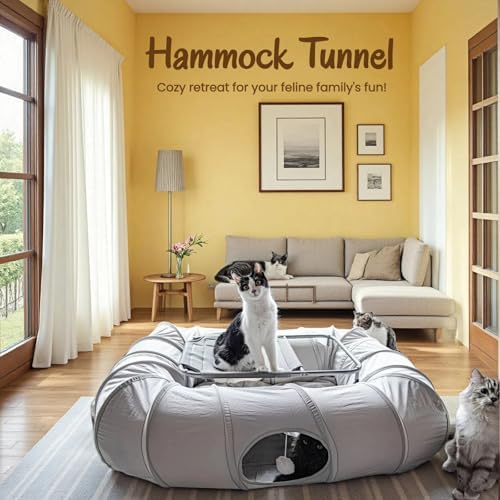 XxingSheep Large Cat Tunnel with Hammock Interactive Cat Playground