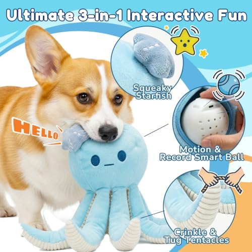 Interactive Dog Toys Octopus, Smart Ball, for Small & Medium Dogs