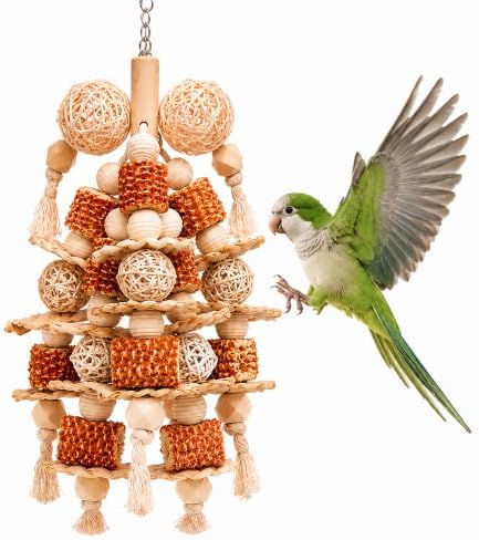 Bird Toys Natural Corn Cob Loofah Chew Toys for Small Medium Parrots