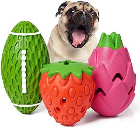 MewaJump Dog Chew Toys for Aggressive Chewers Rubber Squeaky Dog Toy 3 Pack