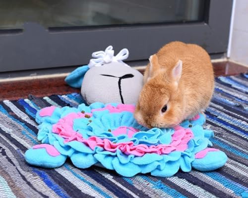 Pet Snuffle Mat Dog Foraging Food Mats Interactive Feeding Puzzle Toy Animal Design Fleece Slow Feeder Treat Dispenser for Dogs Rabbits Guinea Pigs (Sheep)