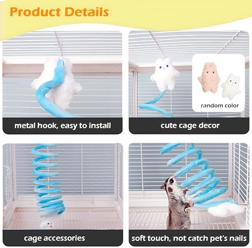 2Pcs Elastic Sugar Glider Climbing Rope Toys, Hanging Cage Accessory