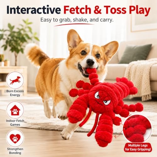 Dog Toys for Small Medium Dogs - Squeaky Plush Puppy Chew Toys with 3 Squeakers and Crinkle Paper, Interactive Pet Toys for Boredom Relief
