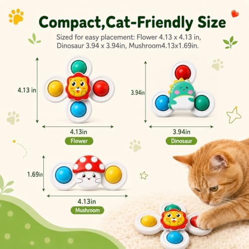 3Pcs Suction Cup Cat Toy, Window Perch Companion Interactive Play Toy for Indoor Cats, Can Firmly Adhere to Smooth Surfaces Glass Walls, Designed Specifically for Your Pet'S Daily Entertainment