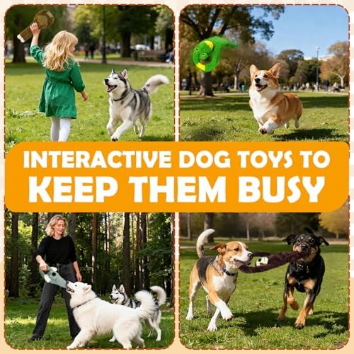 No Stuffing 5-Pack Dog Toys, Squeaky Plush with Crinkle for Medium Pets
