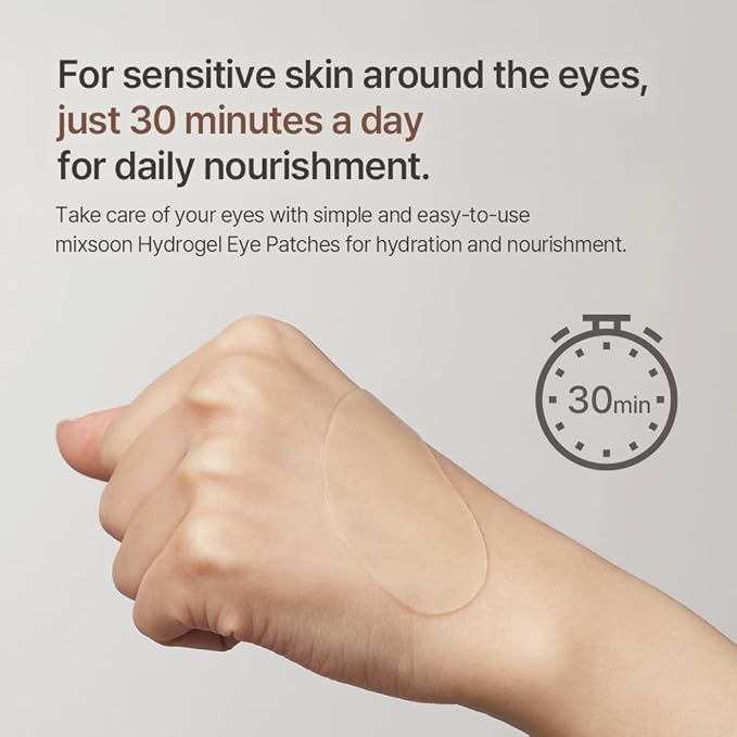mixsoon Bean Hydrogel Eye Patch 84 g / 2.96 oz. (30 pairs) Korean Glass Skin Care Under Patch Hydrating Radiance Easy Patch fore Korean Glass SKin Care