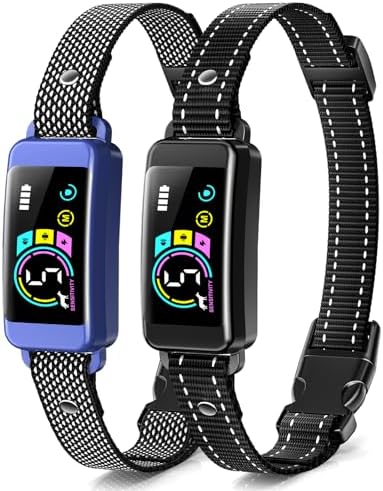 Bark Collar, 2 Pack Smart Dog Bark Collar for Large Medium Small Dogs, Anti Barking Device for Dogs Training Collar with Beep Vibration Harmless Shock, 5 Adjustable Sensitivity (Blue)
