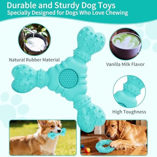 Natural Rubber Dog Chew Toys 4 Pack Tough Dog Toys for Aggressive Chewers