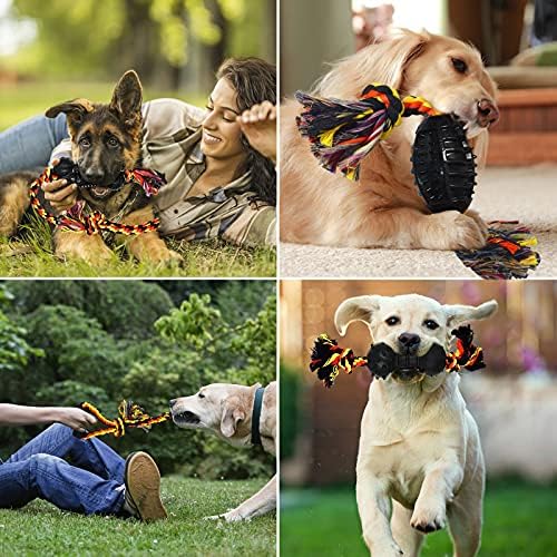 Yipetor Durable Dog Chew Toys 6 Pack, Cotton Rope Rubber Dog Toys