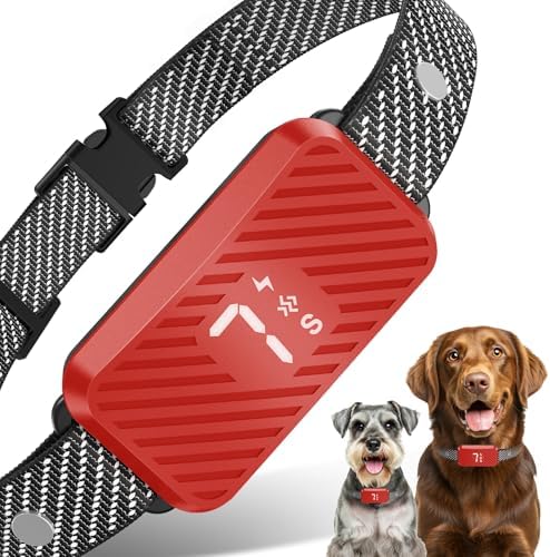 Dog Bark Collar for Large Medium Small Dogs, Effective No-Bark Collar, Smart Barking Collar, Rechargeable Bark Collar with 7 Sensitivity, 3 Modes, Waterproof, Red