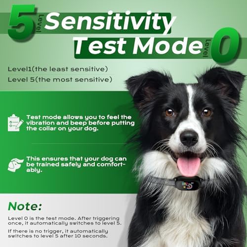 Dog Bark Collar for Large Medium Small Dogs, Smart Rechargeable Barking Collar with 5-Level Sensitivity, 4 Beep & Vibration Modes, Waterproof