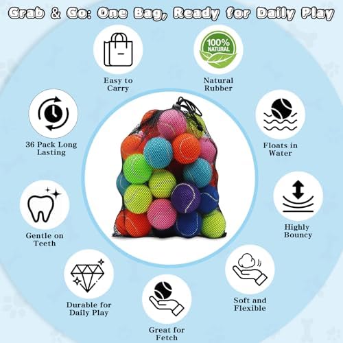 Magicorange Tennis Balls for Dogs,Colorful Easy Catching Dog Balls,36 Pack