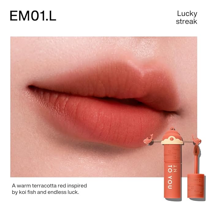 INTO YOU Matte Lipstick, Long Lasting Red Lip Stick for Women, Multi-Purpose for Lips and Cheek, Non-Fade, Makeup, Regal Red for Prosperity & Lucky, EM01.L