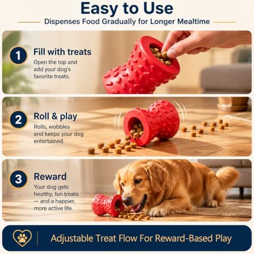 Treat Dispensing Dog Toy, Puzzle Toy for Small & Medium Dogs, Slow Feeder