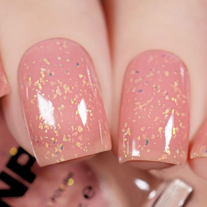 ILNP Whisper - Warm Pink Shimmer Jelly Nail Polish