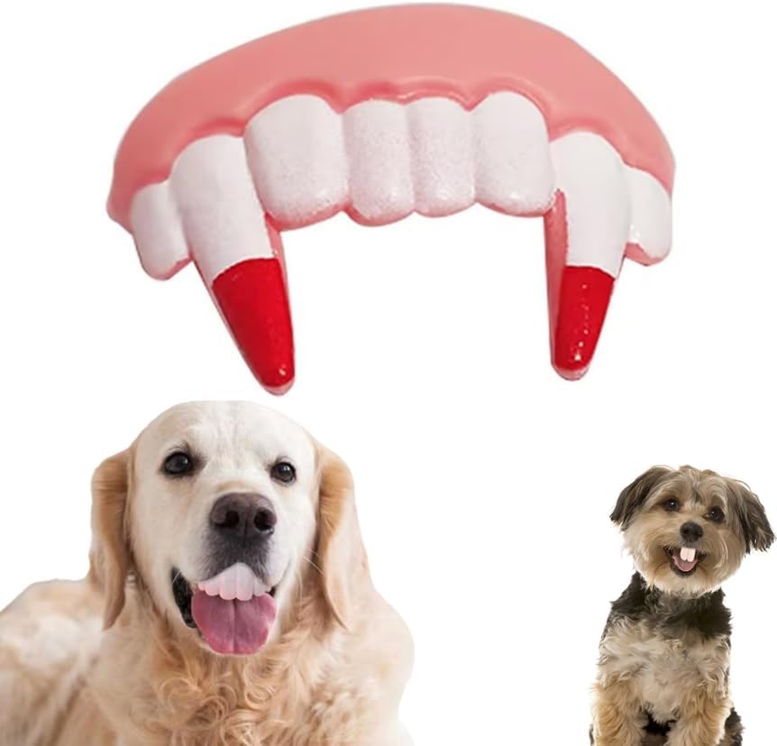 White Vampire Teeth Fake Teeth for Dogs,Funny Silicone Braces,Creative Fake Chew Toys, Easy to Apply Dog Toy,Interactive Toys,Dog Christmas Costume Suitable Accessories