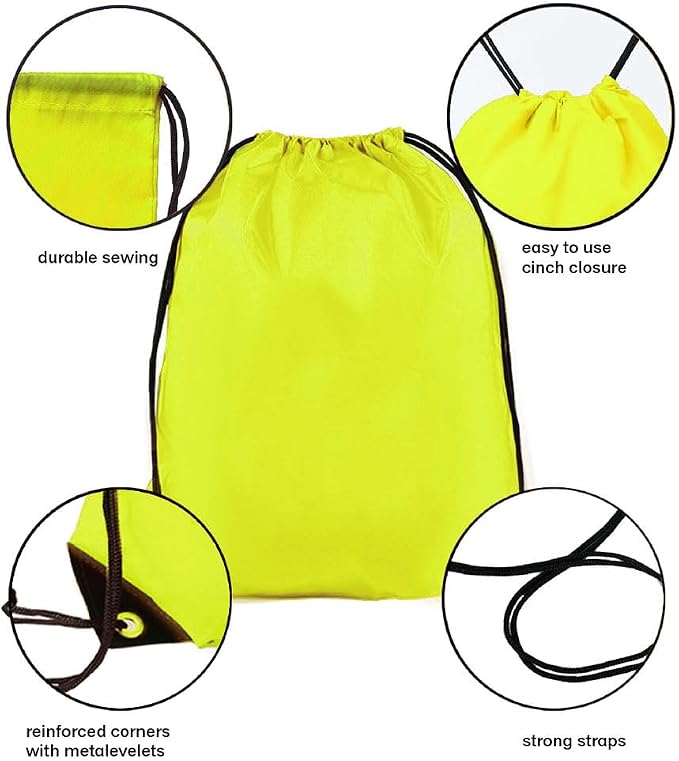Drawstring Backpack Bulk 30 packs Draw String Backpack Bags DIY Gym Sports trip Traveling Yoga ride Pedestrianism Cinch Bag Sackpack Drawstring (yellow)