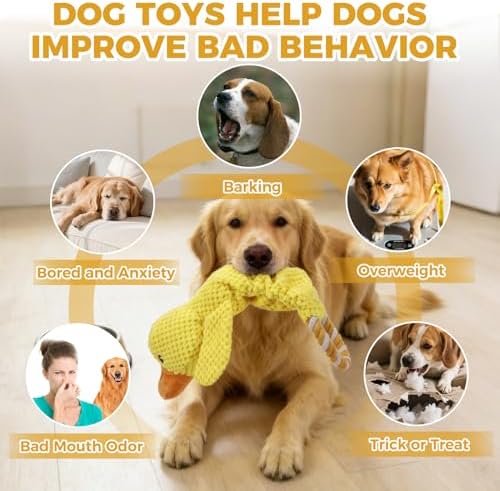 Mihachi Squeaky Dog Toys, Plush Stuffed Puppy Toys with Crinkle Paper-Tug of War Dog Toys for Small, Medium and Large Dogs Duck Interactive Squeaky Pet Toys to Keep Them Busy, Cute Duck