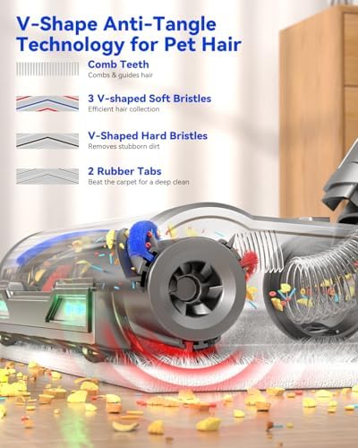H9 Cordless Vacuum Cleaner, 700W 58kPa 90 Mins Runtime Stick Vacuum, Self-Standing Wireless Vac with 6 Green LEDs, Anti-Tangle Brush for Home, Pet Hair, Carpets & Hard Floor