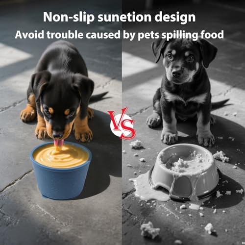 Dog Slow Feeder Lick Bowl - Non-Slip Licking Treat Dispenser for Small Medium Large Dogs, Promotes Anxiety Relief & Prevents Choking, Easy to Clean Feeding Bowl (Dark Blue, S)