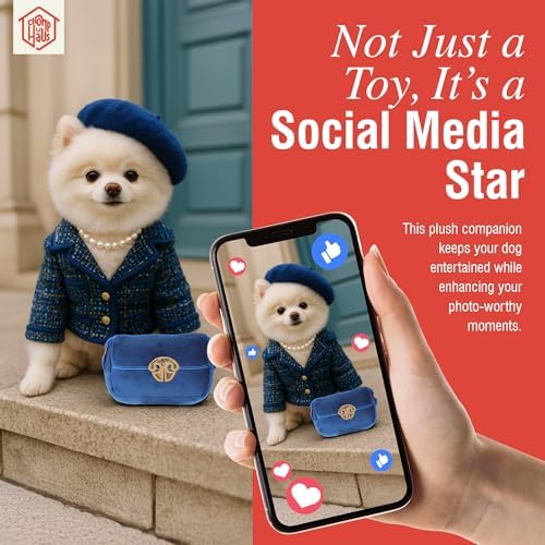 Chewline – Luxurious Parody Plush Dog Toy with Squeaker, Premium Fabric, Embroidered Details, Designer-Inspired Chew Toy, Fun Gift for Medium Dogs & Dog Lovers