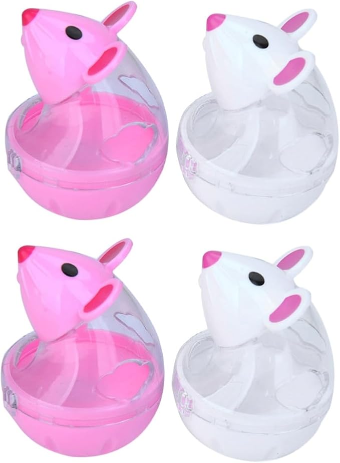 Happyyami 4pcs Automatic Cat Feeder Toy Mouse Shape Interactive Snack Dispenser for Cats Engaging Pet Feeder Leakage Design Fun Rolling Tumbler for Indoor Play