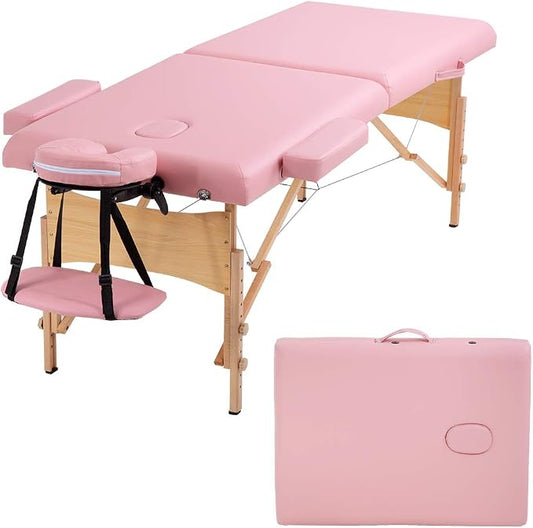 BestMassage Massage Bed Portable Massage Table 28 inch Wide Lash Bed Height Adjustable 2 Folding Spa Table with Non-Woven Bag for Spa Footmassage Facial CareSpa Tattoo