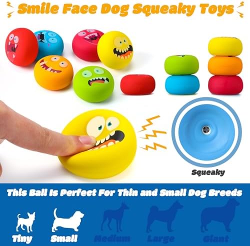 Hungdao 12 Pcs 2.25'' Squeaky Dog Balls, Rubber Latex Toys, Novelty Style