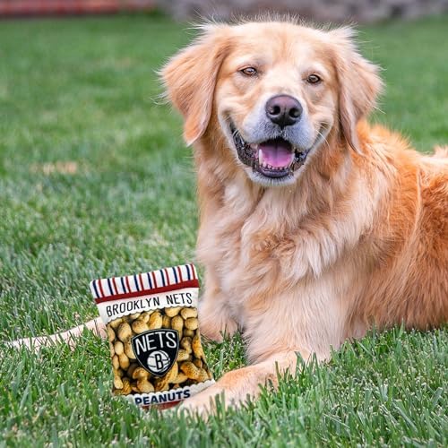 Pets First NBA Brooklyn Nets Crinkle FINE Plush Dog & CAT Squeak Toy - Cutest Stadium Peanuts Snack Plush Toy for Dogs & Cats with Inner Squeaker & Beautiful Basketball Team Name/Logo