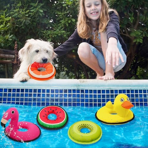 Floating Dog Squeaky Water Pool Toys Water Fetch Toys for Small Medium Dogs, Quick-Dry Waterproof, Machine Washable, Lake & Beach Interactive Summer Dog Toy Grapefruit