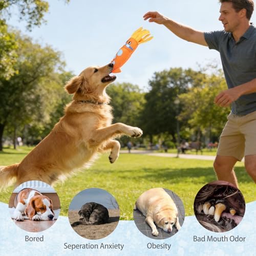 KOOLTAIL Squeaky Floating Dog Toys, 2 Pack Dog Pool Toys for Water Fetch and Training, Interactive Summer Outdoor Essentials Durable Pet Chew Toy for Small Medium Large Dogs, Cute Octopus & Squid