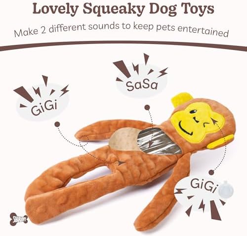 SHARLOVY No Stuffing Dog Toys 5 Pack, Crinkle Interactive Dogs Toy for Boredom, Puppy Toys for Teething to Keep Them Busy, Cute Squeaky Dogs Toy for Small, Medium, and Large Breed