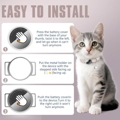 AirTag Cat Collar, Elastic Tracker Collar with Airtag Holder and Bell | Compatible with Apple Air Tag, Lightweight & Scratch Resistant, Adjustable Stepless GPS Pet Collar for Cats Kittens, Khaki