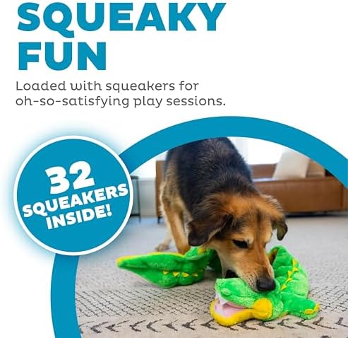 Outward Hound Squeaker Matz Plush Gator Dog Toy, 32 Squeakers, XXL, 52"