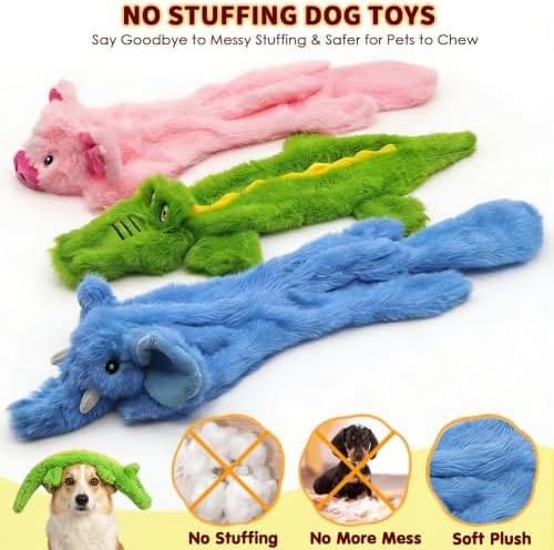 3 Pack Flat Crinkle Dog Toys for Small Medium Dogs