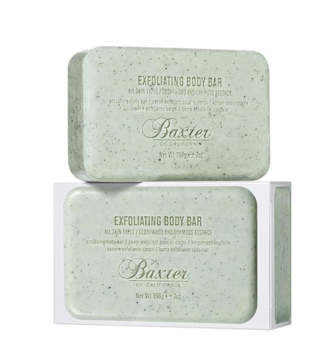 Baxter of California Exfoliating Body Bar Soap for Men with Cedarwood and Oak Moss Essence | For All Skin Types | Buffs Out Dry Skin and Boosts Cell Renewal | 7 ounces | Holiday Gift Guide