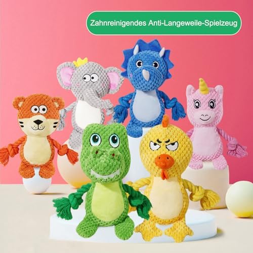 Cute Animals Interactive Dog Squeak Toys, Rope Plush Pet Chew Toys - Pink