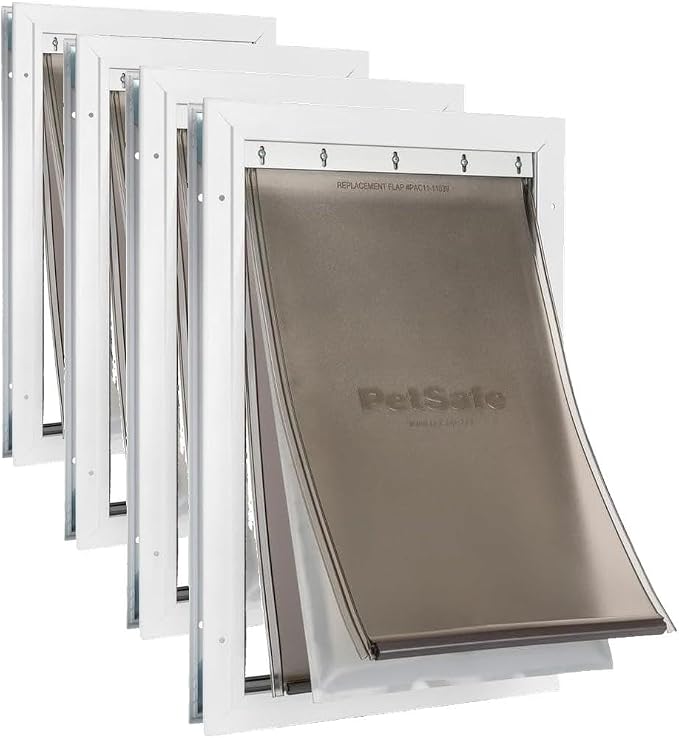 PetSafe Extreme Weather Aluminum Dog Door for Exterior - Most Energy Efficient Pet-Door - 3 Flaps for Insulation - Medium Dogs (Pack of 4)