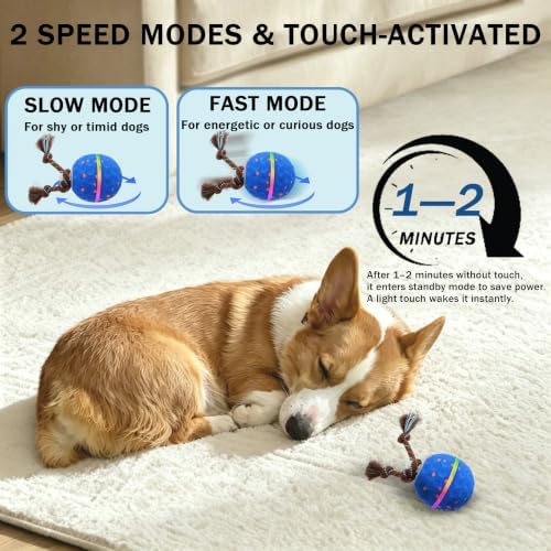 Interactive Dog Toy, 3 Modes Automatic Rolling Ball