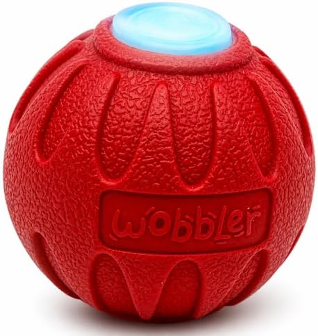 Wobbler Motorized Dog Ball, Rechargeable Glowing Interactive Toy, Two Modes
