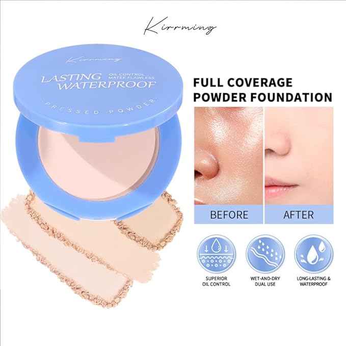 LAMUSELAND Pressed Powder Compact, Oil Control Brighten Skin 6 Colors Face Powder, Whitening Highlighting Face Makeup Tools for Women Girls (KI01)