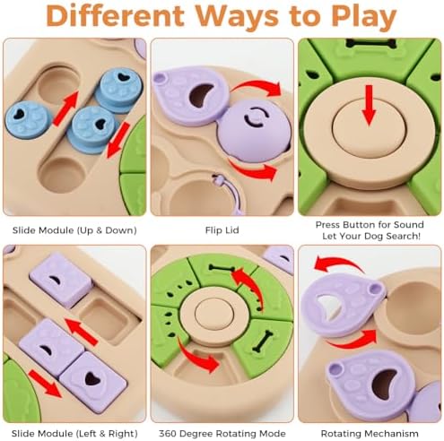 Dog Puzzle Feeder Set with Grooming Tools, Slow Eating Bowl for Mental Stimulation and Digestion, Interactive Feeding Set for Dogs, Blue(Color:Beige)