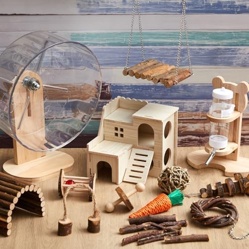 18 Pcs Hamster Accessories for Cages 10 Kinds Hamster Toys Set
